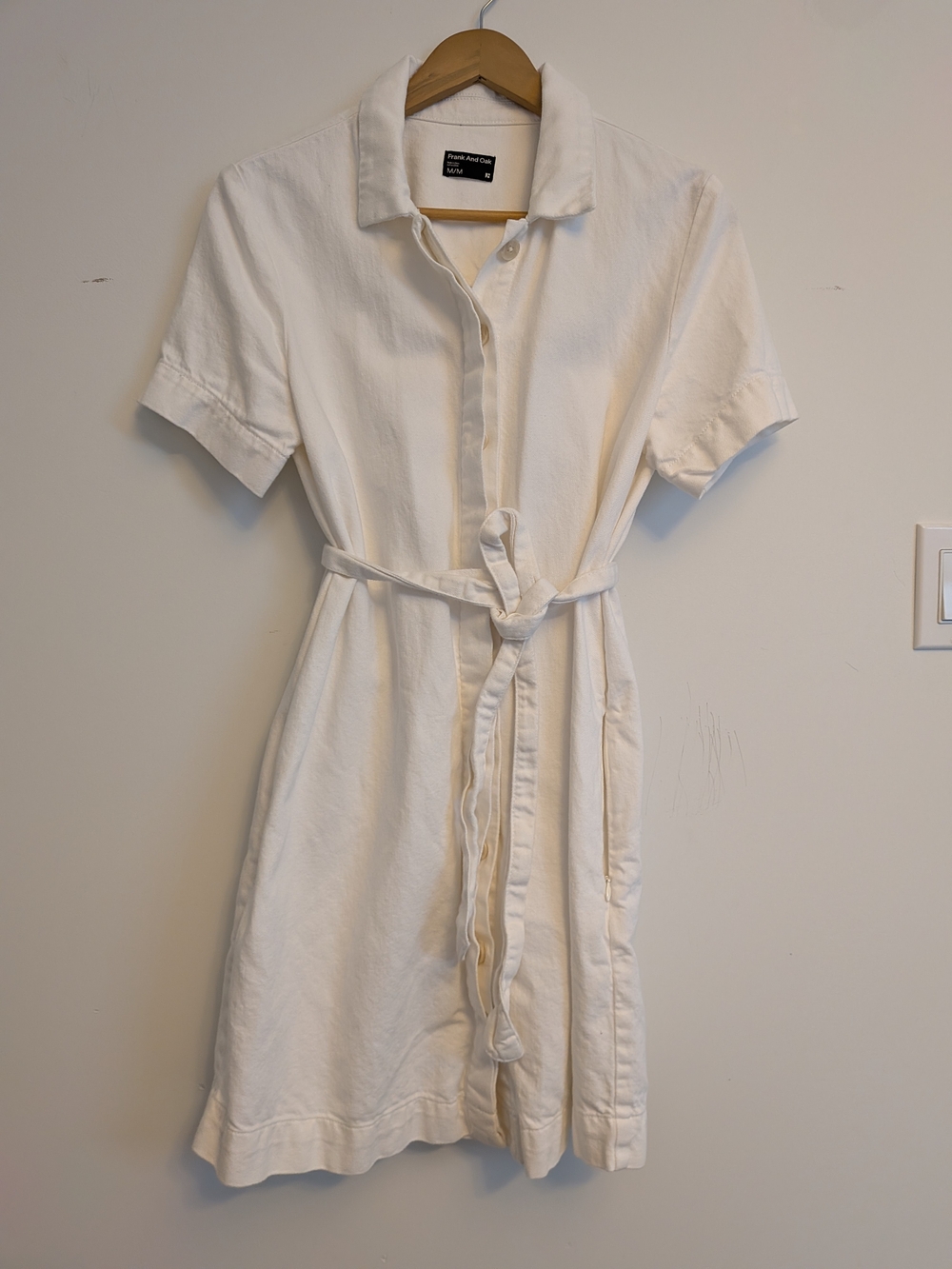 OAK + FORT Button‑Front Shirt Dress with Tie Waist